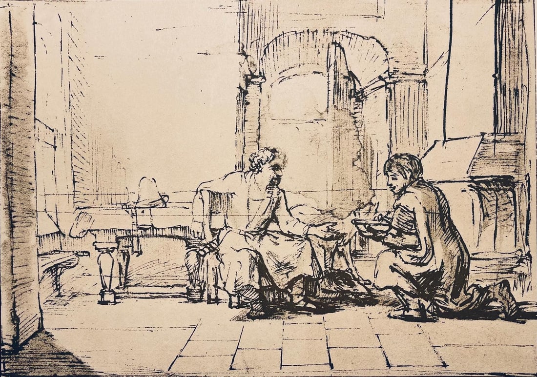 Rijn Rembrandt Esau van Selling His Birthright Drawings Bible Collotype: Rijn Rembrandt Esau van Selling His Birthright Drawings Bible Collotype Item Specifics: Paper Size: 9.5 x 12.5 inches. Excellent condition. Notes: From the folio, Rembrandt, Drawings from the Bible,