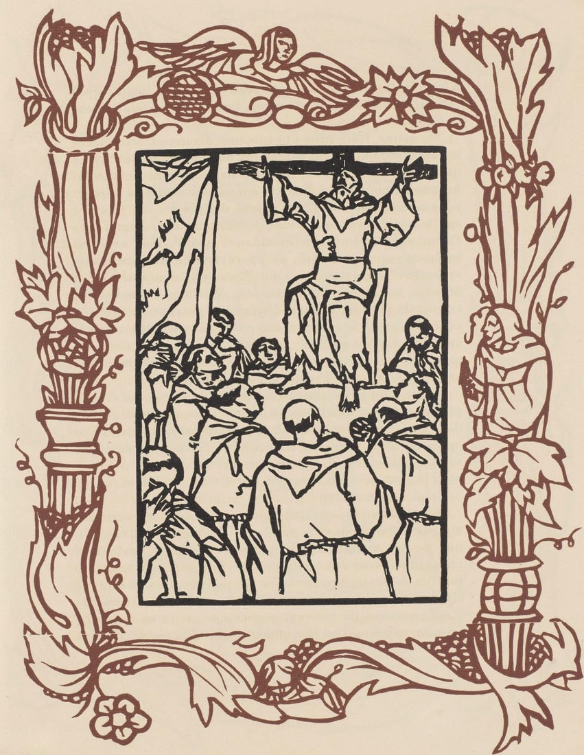 Woodcut by Bernard Morane, Les Petites Fleurs de St. Franoise, Composition, Mile.: Woodcut by Bernard Morane, Les Petites Fleurs de St. Franoise, Composition, Mile. Item Specifics: Paper size: 12.8125 x 9.8125 inches. Excellent condition. Unsigned and unnumbered, as issued. Notes: