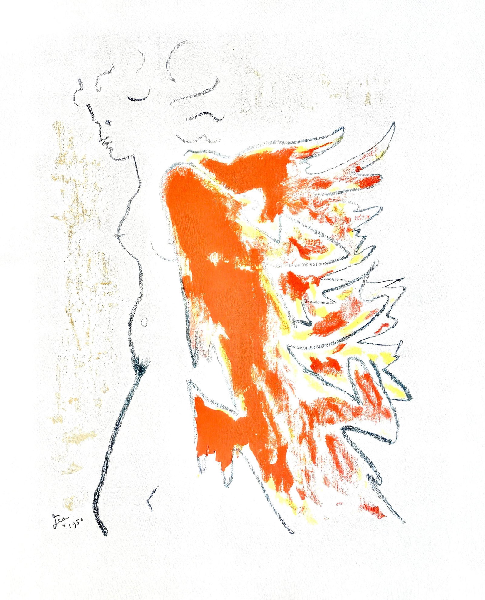 Jean Cocteau, Untitled under coat fire lithograph 1955: Jean Cocteau, Untitled under coat fire lithograph 1955 Item Specifics: This exquisite lithograph by Jean Cocteau (18891963), titled Sans titre (Untitled), originates from the 1955 album Sous le