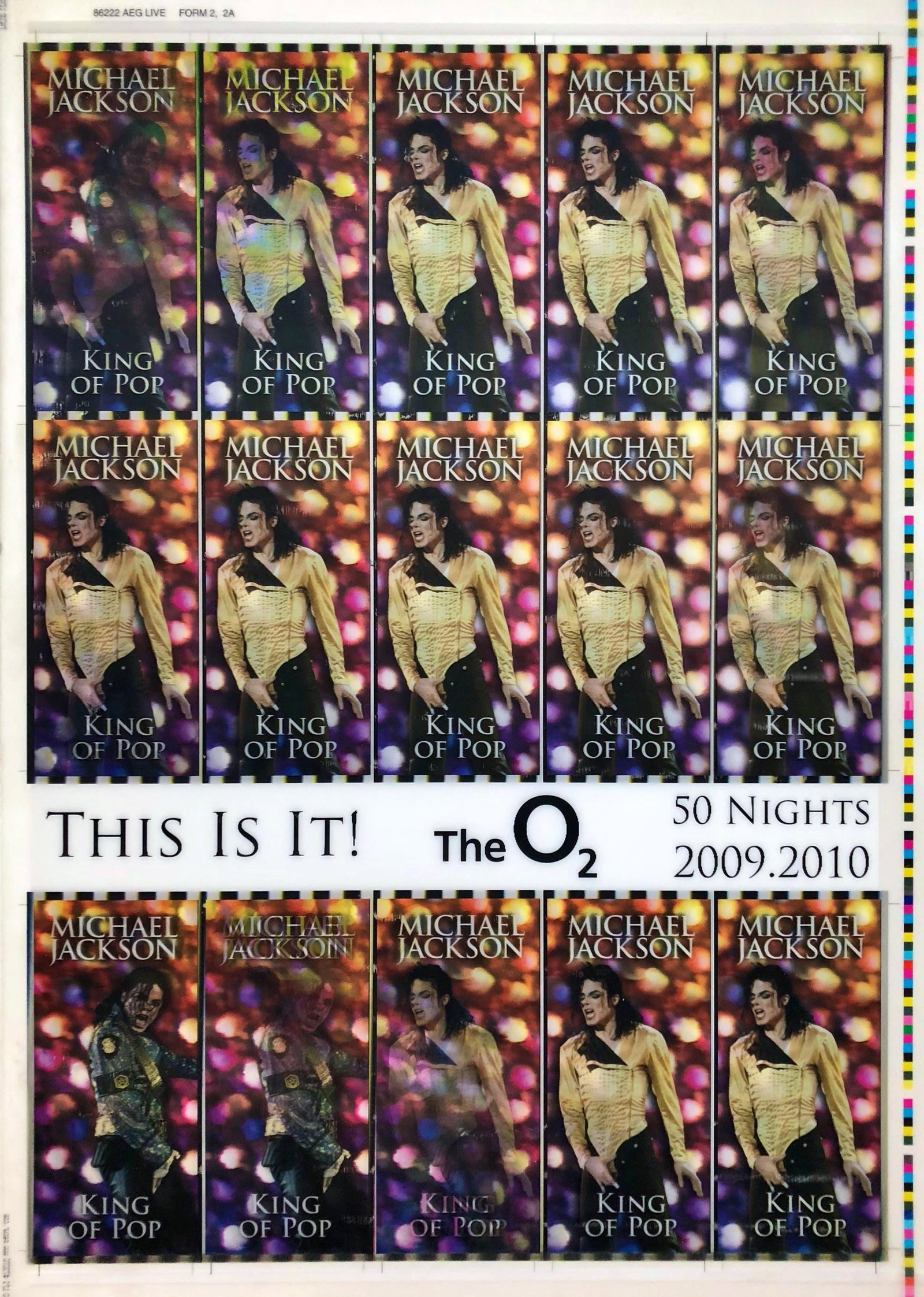 Michael Jackson Official Edition Lenticular Concert Ticket Sheet Uncut 2009 (1 of 2)