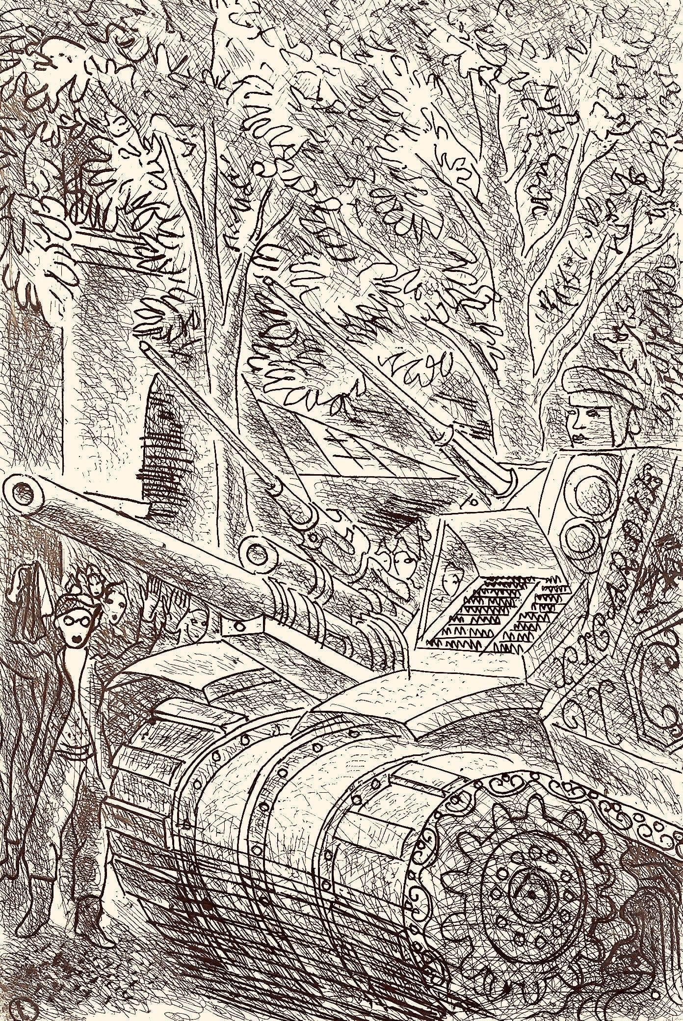 Louis Touchagues, Composition, Jours de gloire, Histoire de la libration de Paris, Etching (1 of 8)