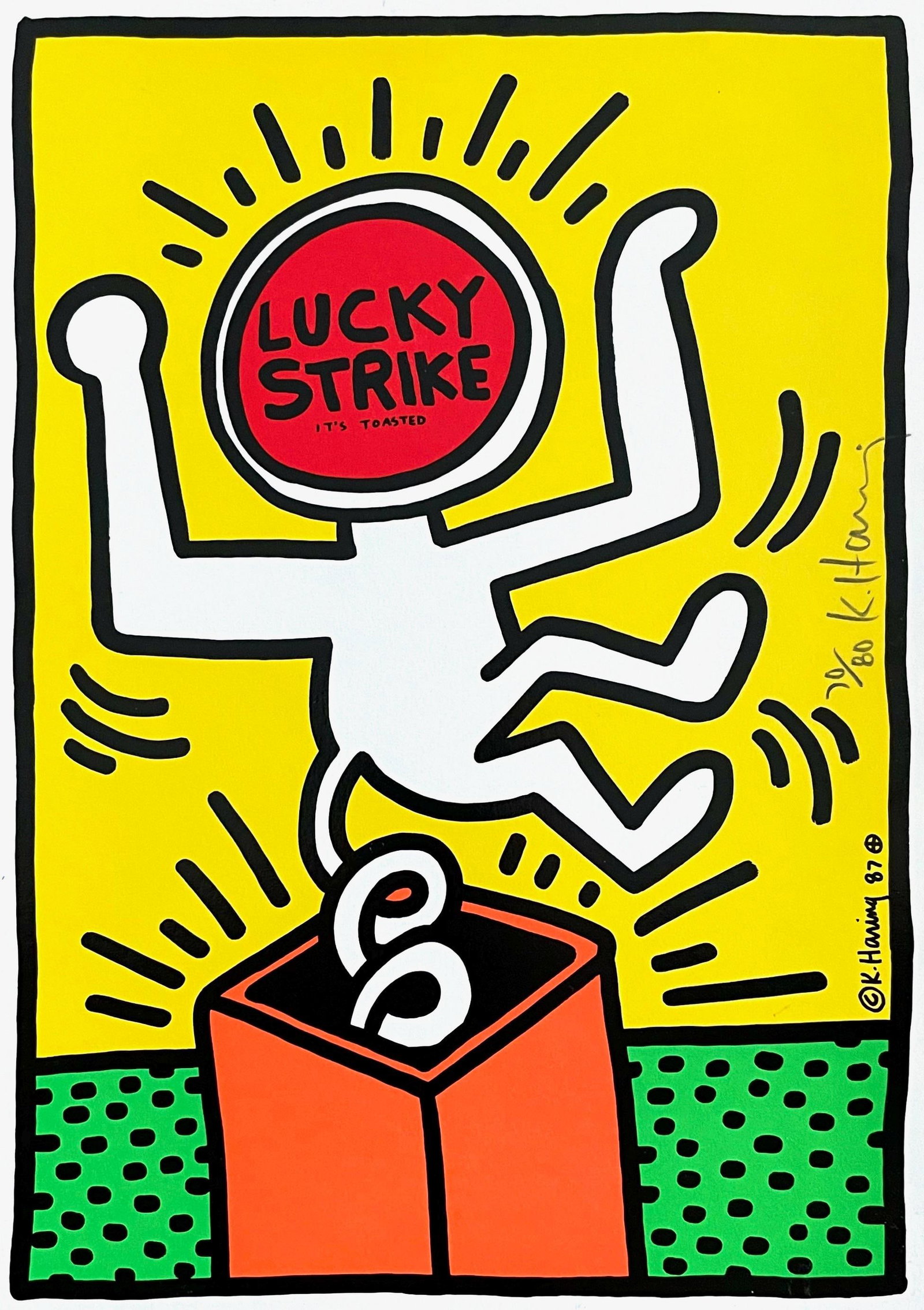 Keith Haring, Lucky Strike (Littmann P. 78), Silkscreen: Keith Haring, Lucky Strike (Littmann P. 78), Silkscreen Item Specifics: Paper Size: 11.5 x 8.25 inches. Inscription: Hand signed and numbered, 70/80, and signed in the plate, as issued. Catalogue