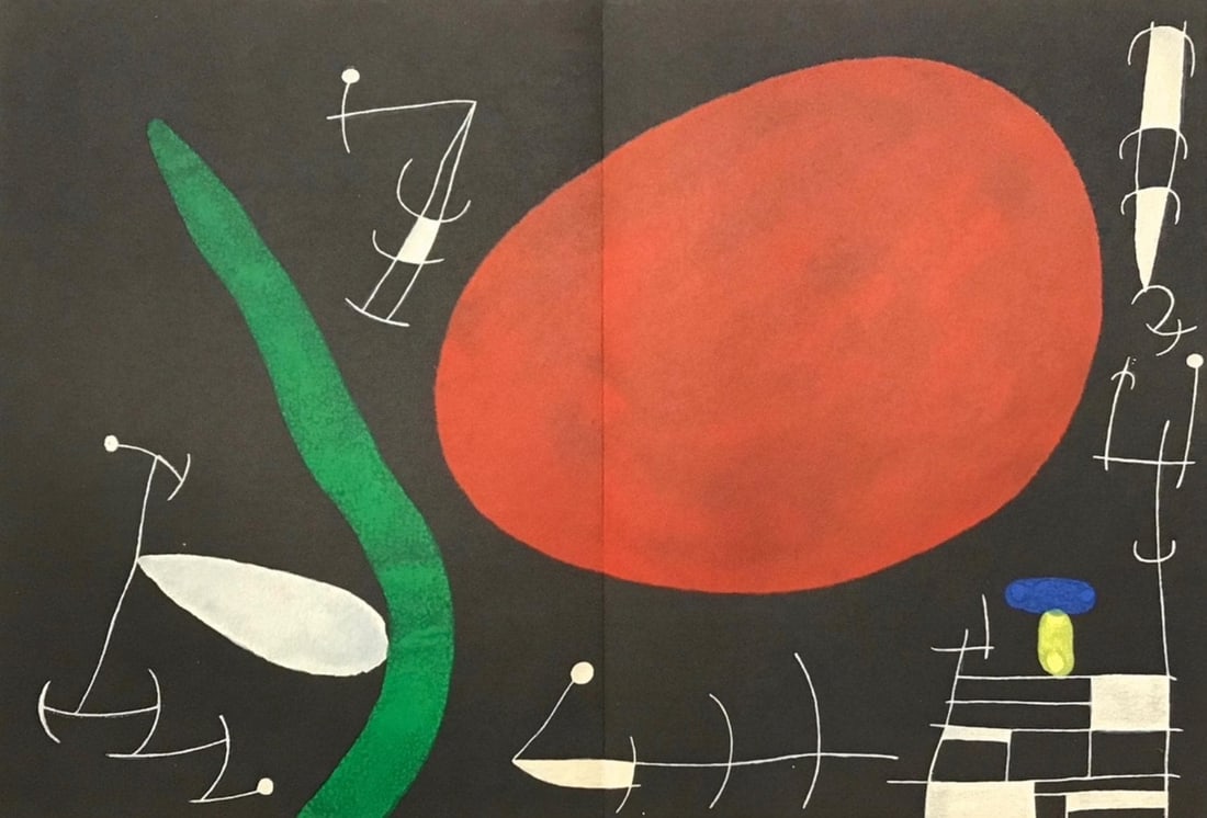 Joan Mir, Composition (Cramer 112; Mourlot 439-442), Derrire le miroir, Lithograph: Joan Mir, Composition (Cramer 112; Mourlot 439-442), Derrire le miroir, Lithograph Item Specifics: Paper size: 15 x 22 inches. Excellent condition, with centerfold, as issued. Inscription: Unsigned an