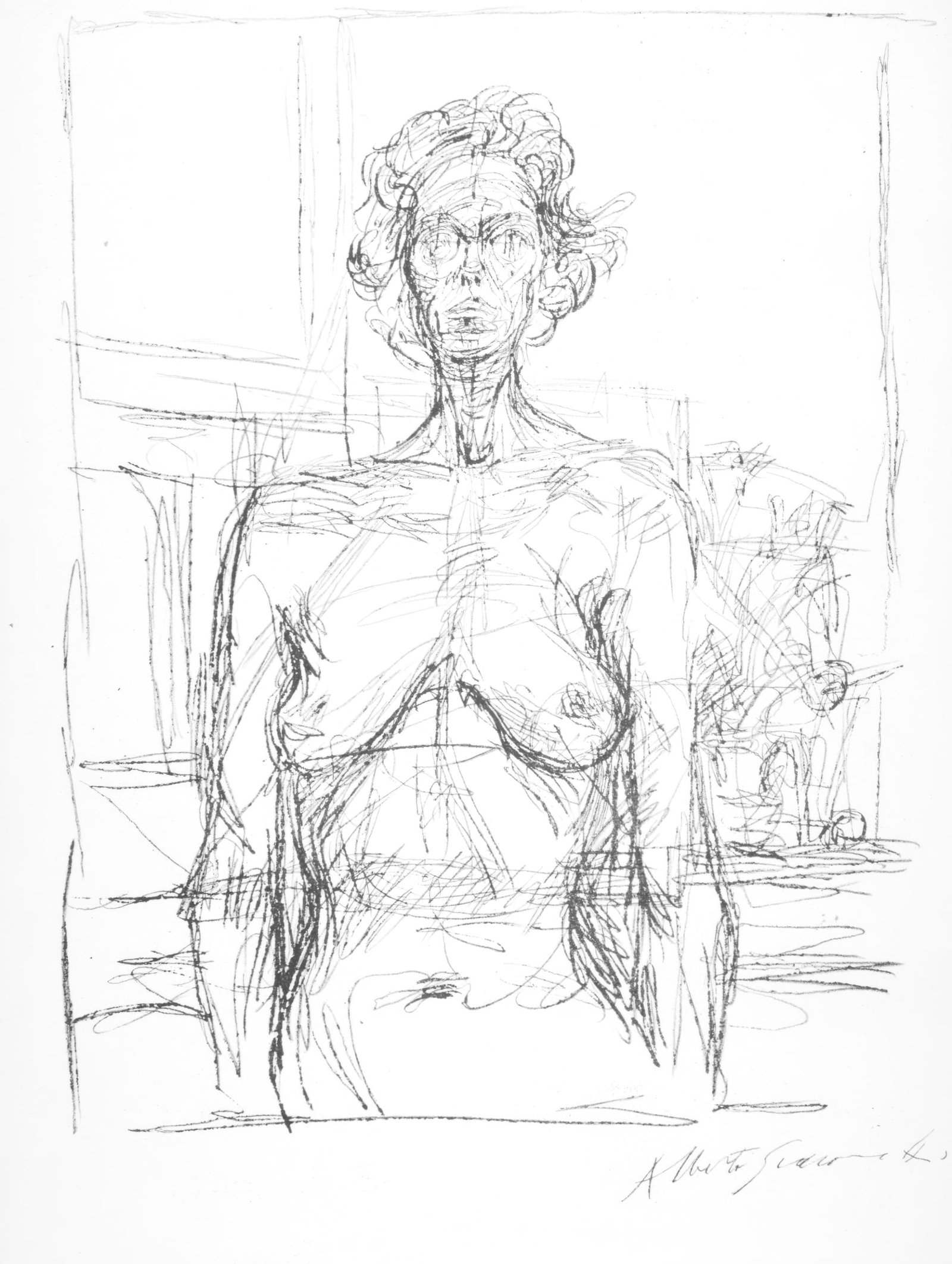 Alberto Giacometti, Nude with Flowers, from Derriere le miroir, Maeght Editeur, Lithograph, 1966: Alberto Giacometti, Nude with Flowers, from Derriere le miroir, Maeght Editeur, Lithograph, 1966 Item Specifics: This exquisite lithograph by Alberto Giacometti (19011966), titled Nu aux fleurs (Nude 