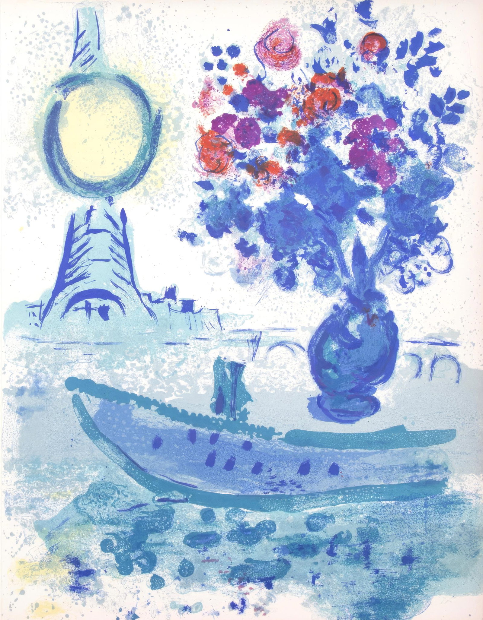MARC CHAGALL LITHOGRAPH PARIS VIEWS BOAT BOUQUET EXCURSION (1 of 6)