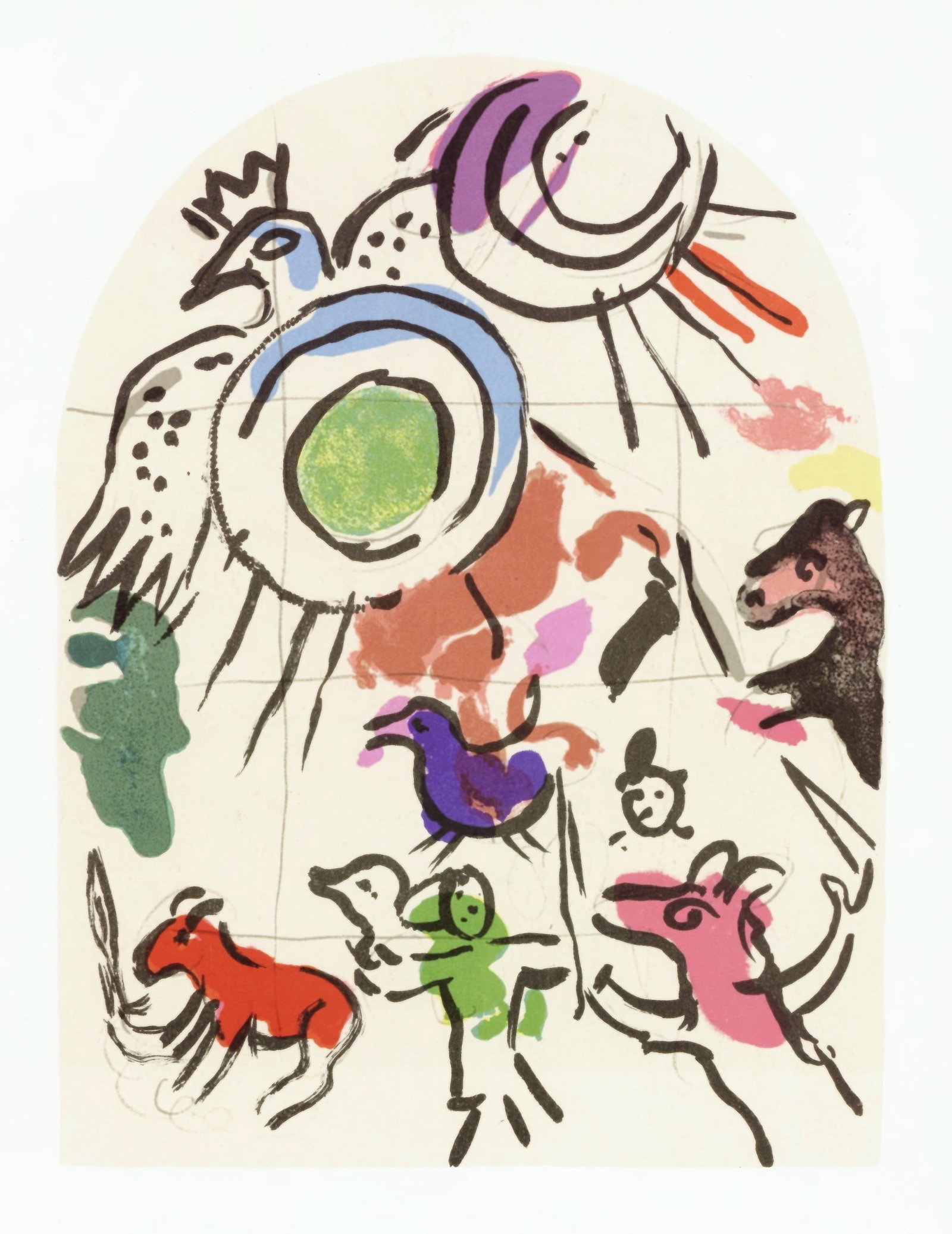 Marc Chagall Tribe of Gad from The Jerusalem Windows Lithograph 1962: Marc Chagall Tribe of Gad from The Jerusalem Windows Lithograph 1962 Item Specifics: This exquisite lithograph by Marc Chagall (18871985), titled Tribe of Gad, from the album Marc Chagall, The Jerusal