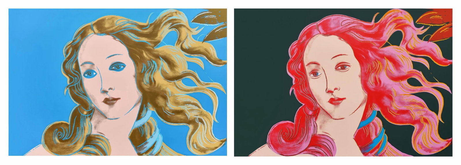 Andy Warhol, Botticelli, Birth of Venus, Red 11.316 & Blue 11.319, Suite of Two, Official, Sunday: Andy Warhol, Botticelli, Birth of Venus, Red 11.316 & Blue 11.319, Suite of Two, Official, Sunday Item Specifics: Paper Size: 25.70 x 38 inches, each. Excellent condition. Inscription: Numbered in pen