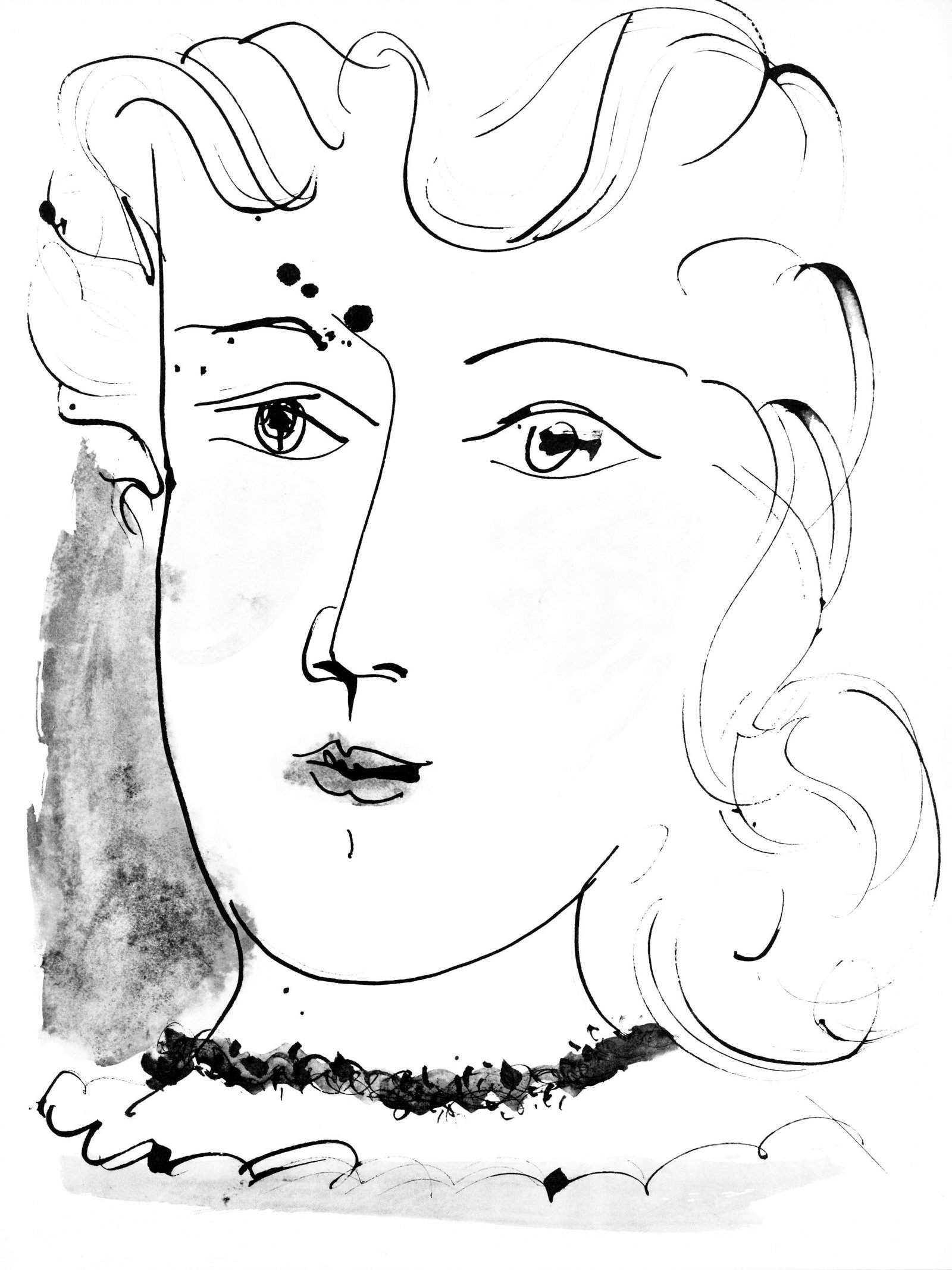 Pablo Picasso, Visage de jeune fille, de face, trait et lavis (Cramer 84; Johnson/ Stein 77),: Pablo Picasso, Visage de jeune fille, de face, trait et lavis (Cramer 84; Johnson/ Stein 77), Item Specifics: Paper size: 14.5 x 11.125 inches. Inscription: Unsigned and unnumbered, as issued. Catalog