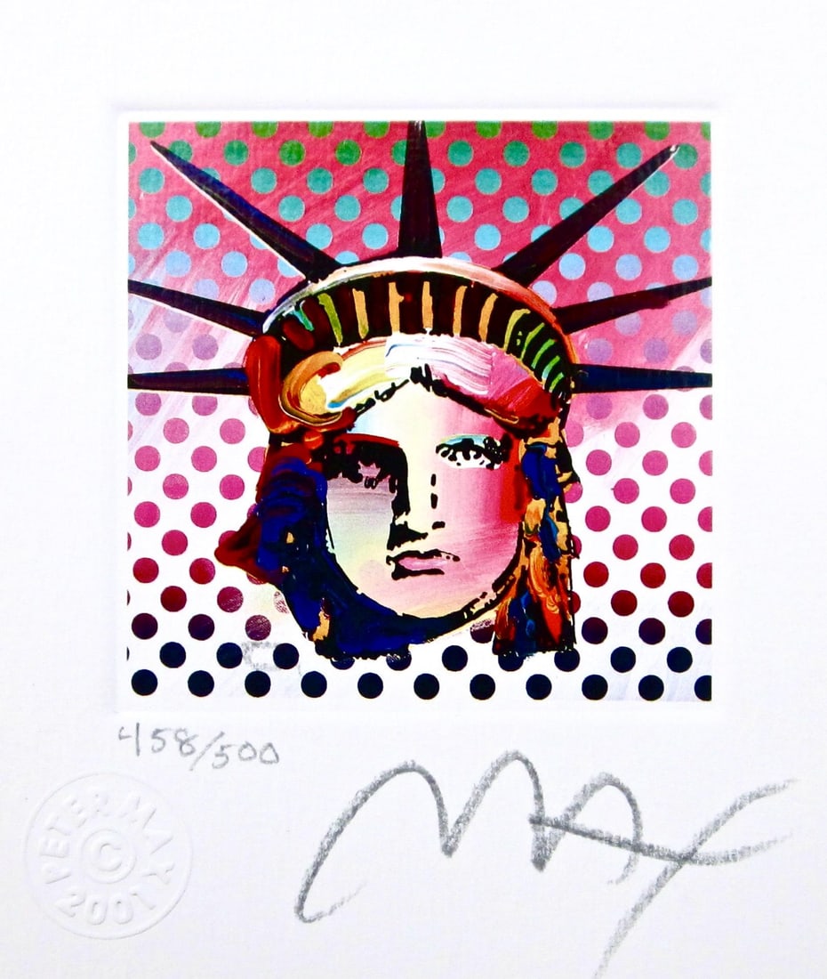 Hand Signed by Peter Max, Official Lithograph of Liberty Head II: Hand Signed by Peter Max, Official Lithograph of Liberty Head II Item Specifics: Paper size: 3.5 x 3 inches. Inscription: Hand signed by Peter Max and numbered, as issued. Condition: Excellent. Notes: