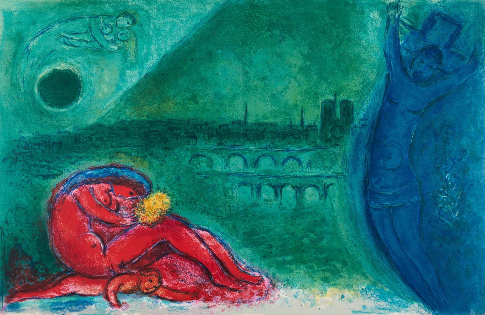 Marc Chagall, Wharf of the Little Tower, from Views of Paris, Lithograph, 1963 (1 of 6)