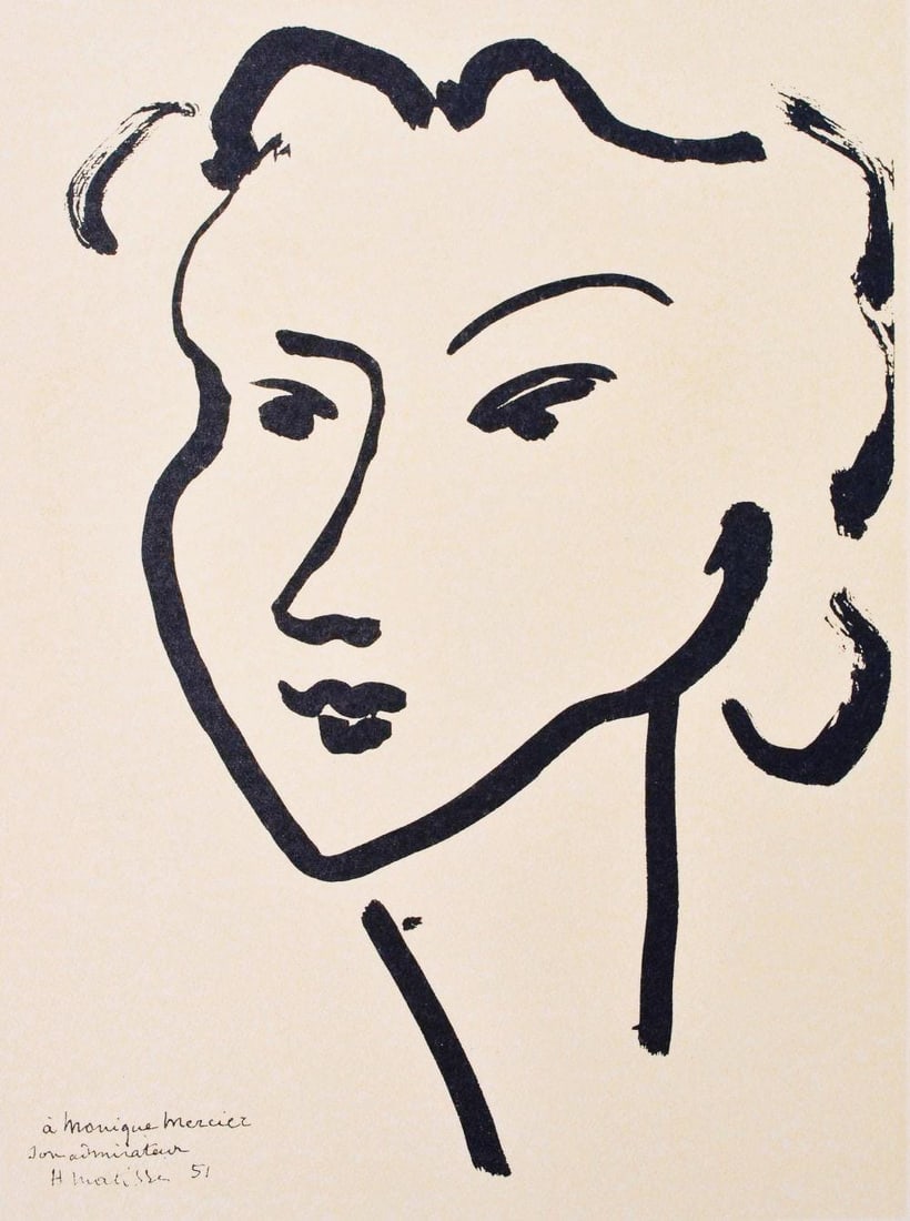 Henri Matisse, Mme Monique Mercier, Portraits par Henri Matisse, Hliogravure: Henri Matisse, Mme Monique Mercier, Portraits par Henri Matisse, Hliogravure Item Specifics: Paper Size: 12 x 9.25 inches; image size: 9.45 x 7.08 inches. Inscription: Signed in the plate and