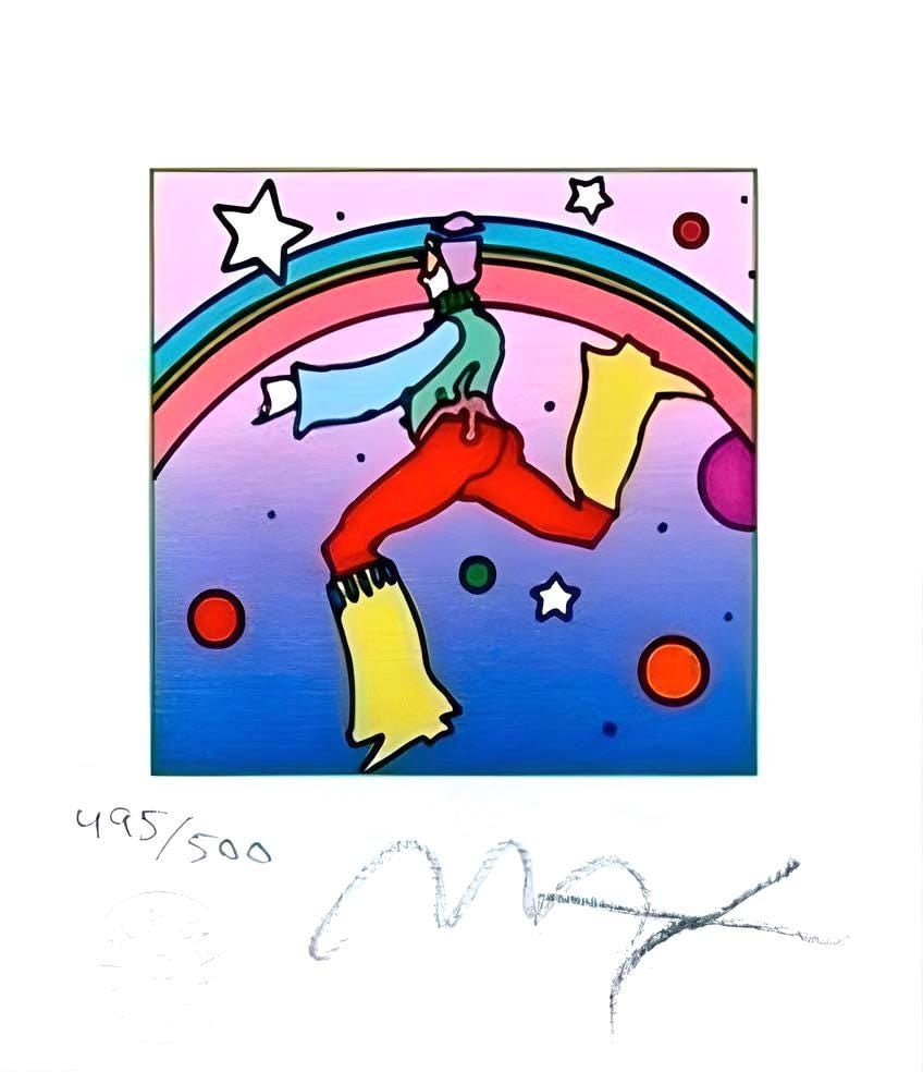 Cosmic Jumper by Peter Max Hand Signed Official Lithograph Detail I: Cosmic Jumper by Peter Max Hand Signed Official Lithograph Detail I Item Specifics: Paper size: 3.5 x 3 inches. Inscription: Hand signed by Peter Max and numbered, as issued. Condition: Excellent. Not