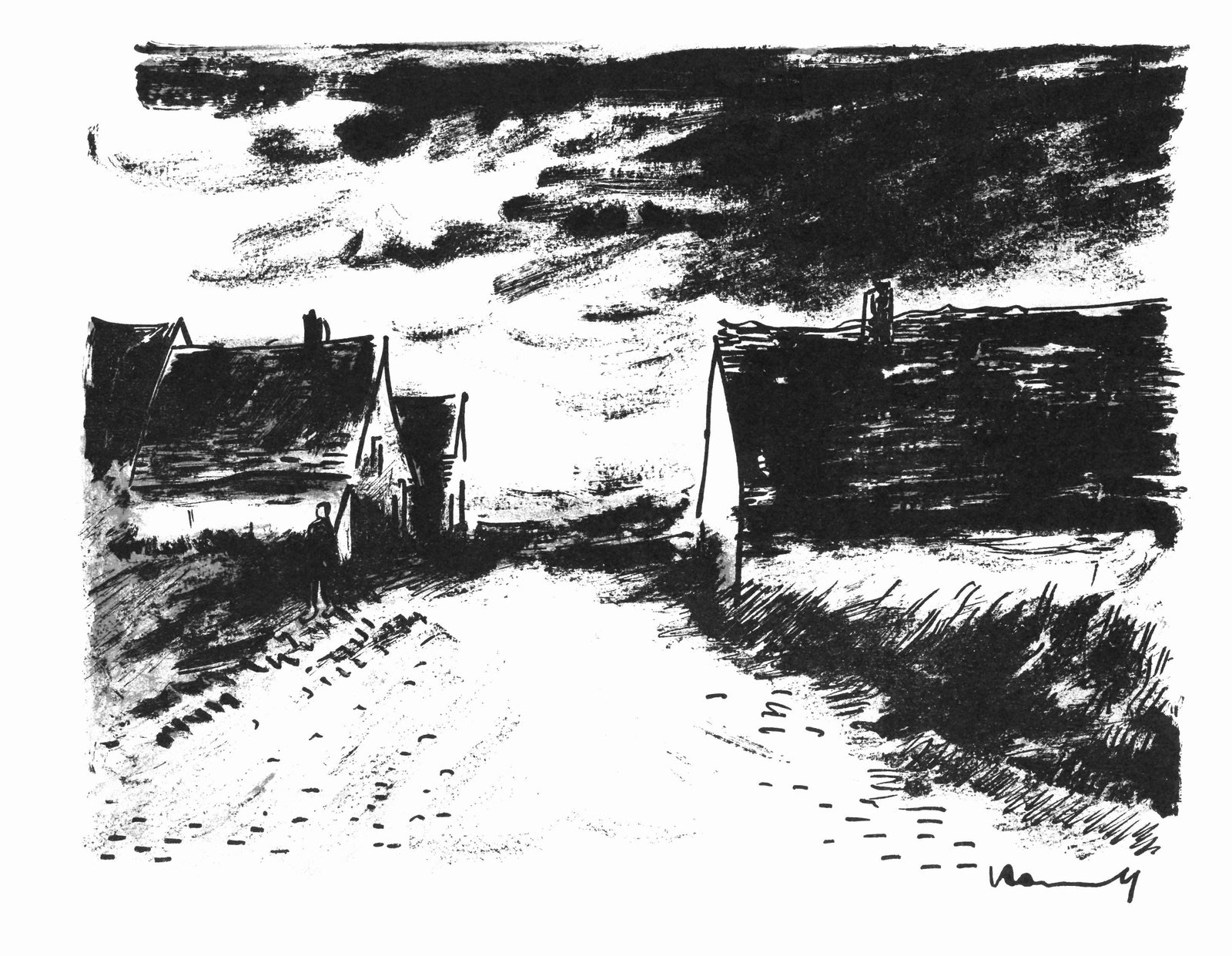 Maurice de Vlaminck, Maisons dans la Beauce (Walterskirchen 274), Vlaminck, Signed, Lithograph (1 of 6)