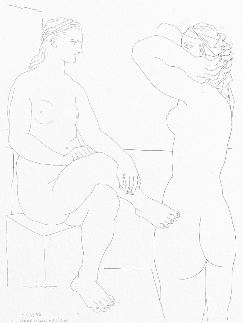 Pablo Picasso, Deux Modles se regardant, Suite Vollard, Fac-simile Signed, Lithograph: Pablo Picasso, Deux Modles se regardant, Suite Vollard, Fac-simile Signed, Lithograph Item Specifics: Paper size: 18 x 12.75 inches. Inscription: Fac-simile signed and hand numbered, as issued. Condit