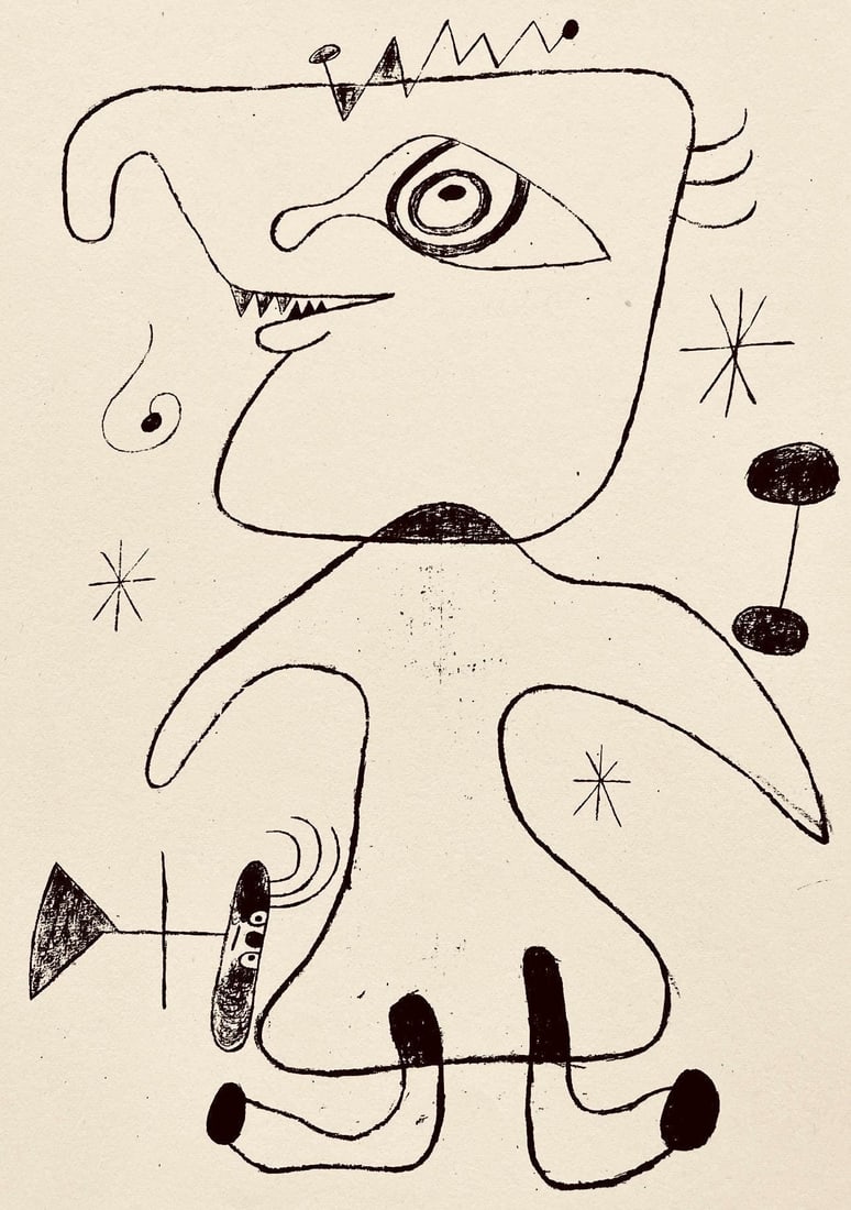 Joan Mir, Composition, The Prints of Joan Miro, Etching: Joan Mir, Composition, The Prints of Joan Miro, Etching Item Specifics: Inscription: Unsigned and unnumbered, as issued. Paper Size: 11 x 8.5 inches. Excellent condition. Notes: From the folio, The Pr