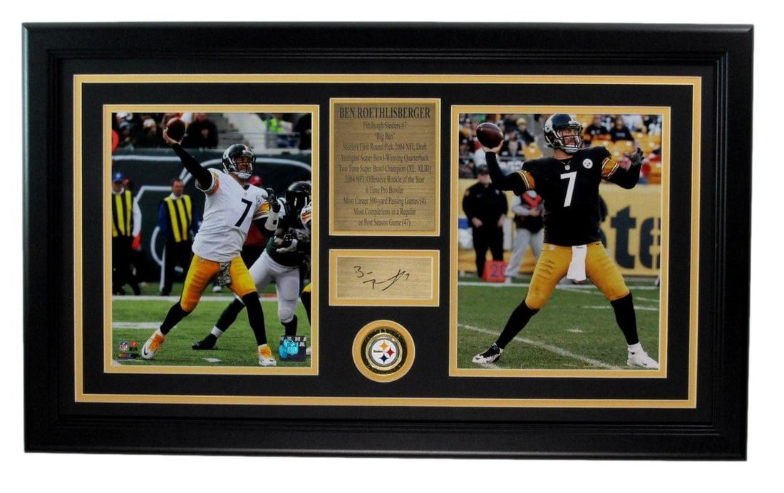 Roethlisberger Photo Collage Framed Steelers w/ Laser Signature Ben (1 of 3)