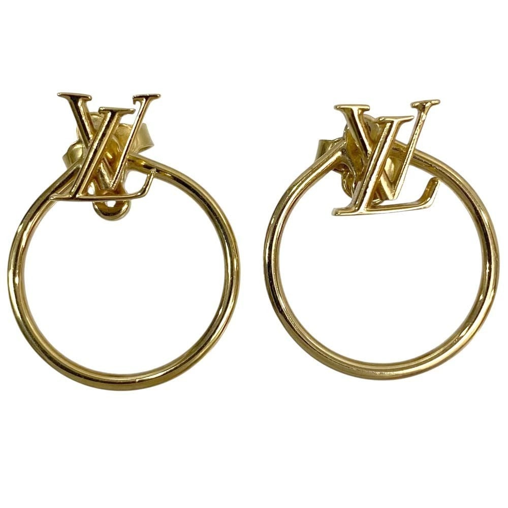 M00763 Louis Vuitton Eclipse Gold LV Stud Earrings (1 of 9)