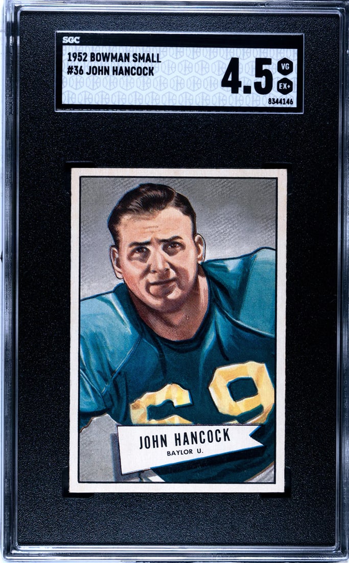 John Hancock 1952 Bowman Small Card #36 (SGC VG-EX+ 4.5) (1 of 2)