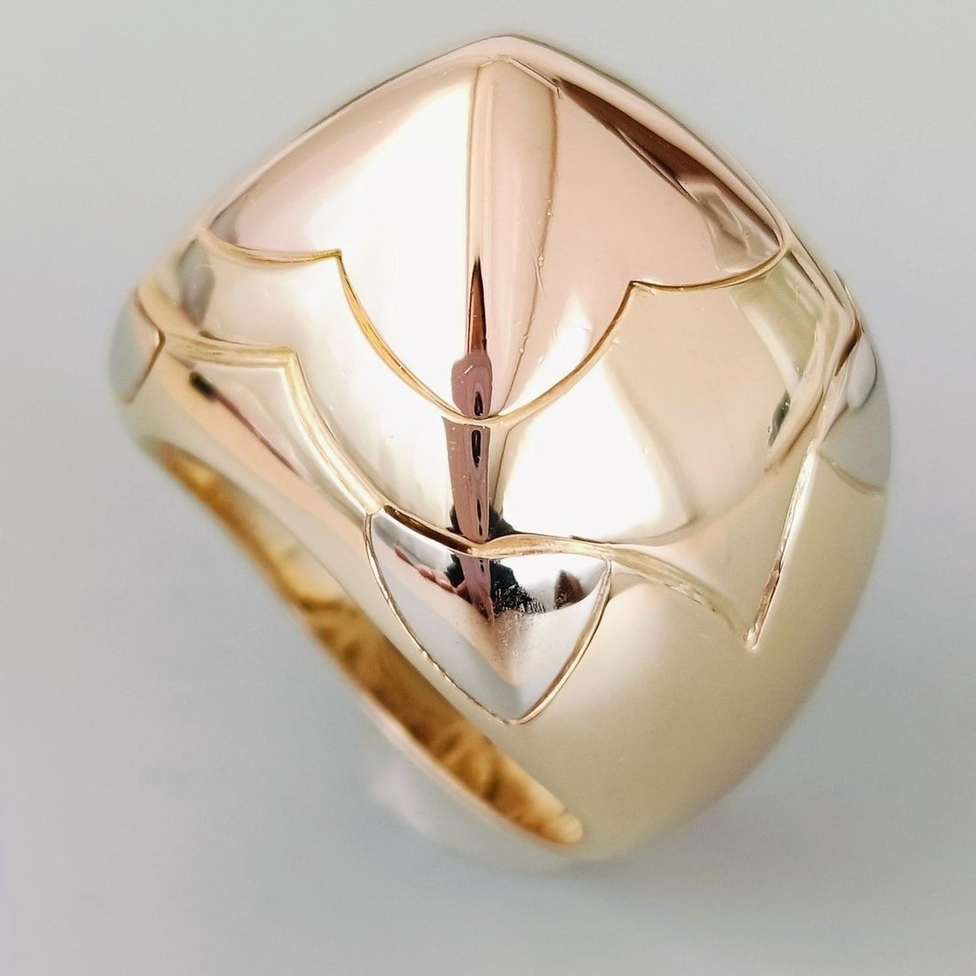 Bvlgari Vintage 18k Yellow White Rose Gold Tricolor Pyramid Cocktail Ring (1 of 10)
