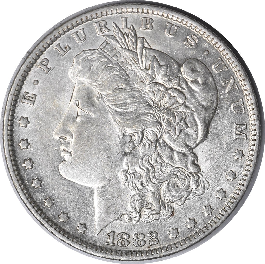 1882-O/ S VAM 4 Morgan Silver Dollar O/ S Recessed AU Slider Uncertified: 1882-O/ S VAM 4 Morgan Silver Dollar O/ S Recessed AU Slider Uncertified The 1882-O/ S VAM 4 Morgan Silver Dollar features an O/S recessed AU slider, showcasing its unique design and historical