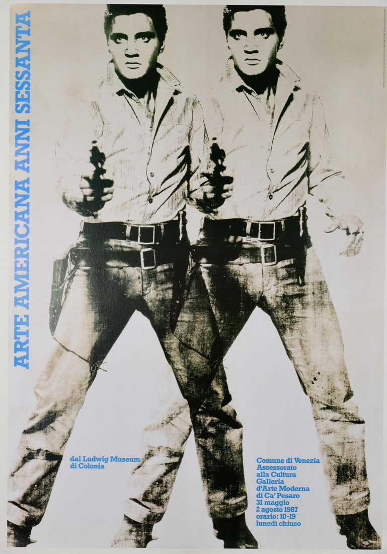 Pop art poster mounted on linen by Andy Warhol original rare double Elvis: Pop art poster mounted on linen by Andy Warhol original rare double Elvis Item Specifics: Artist: Andy Warhol Size: Large Color: SILVER Date Of Creation: Unknown Title: double elvis Material: Canvas O