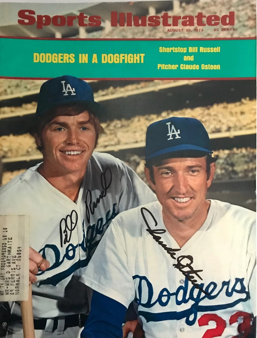 Bill Russell & Claude Osteen Signed Sports Illustrated - August 20 1973 (1 of 2)