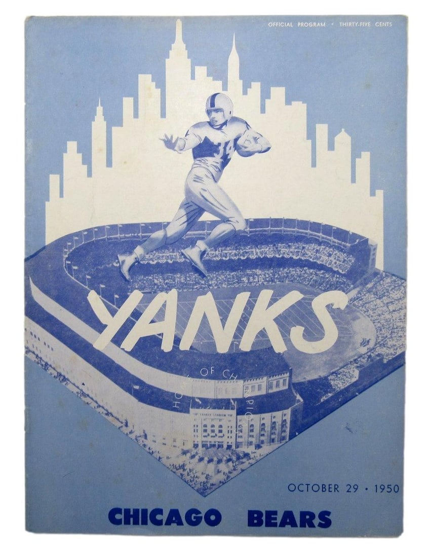 New York Yanks vs Chicago Bears Football Game Program October 29 1950: New York Yanks vs Chicago Bears Football Game Program October 29 1950 Original 1950 New York Yanks vs Chicago Bears Football Program, featuring the historic NFL matchup on October 29th. This vintage p