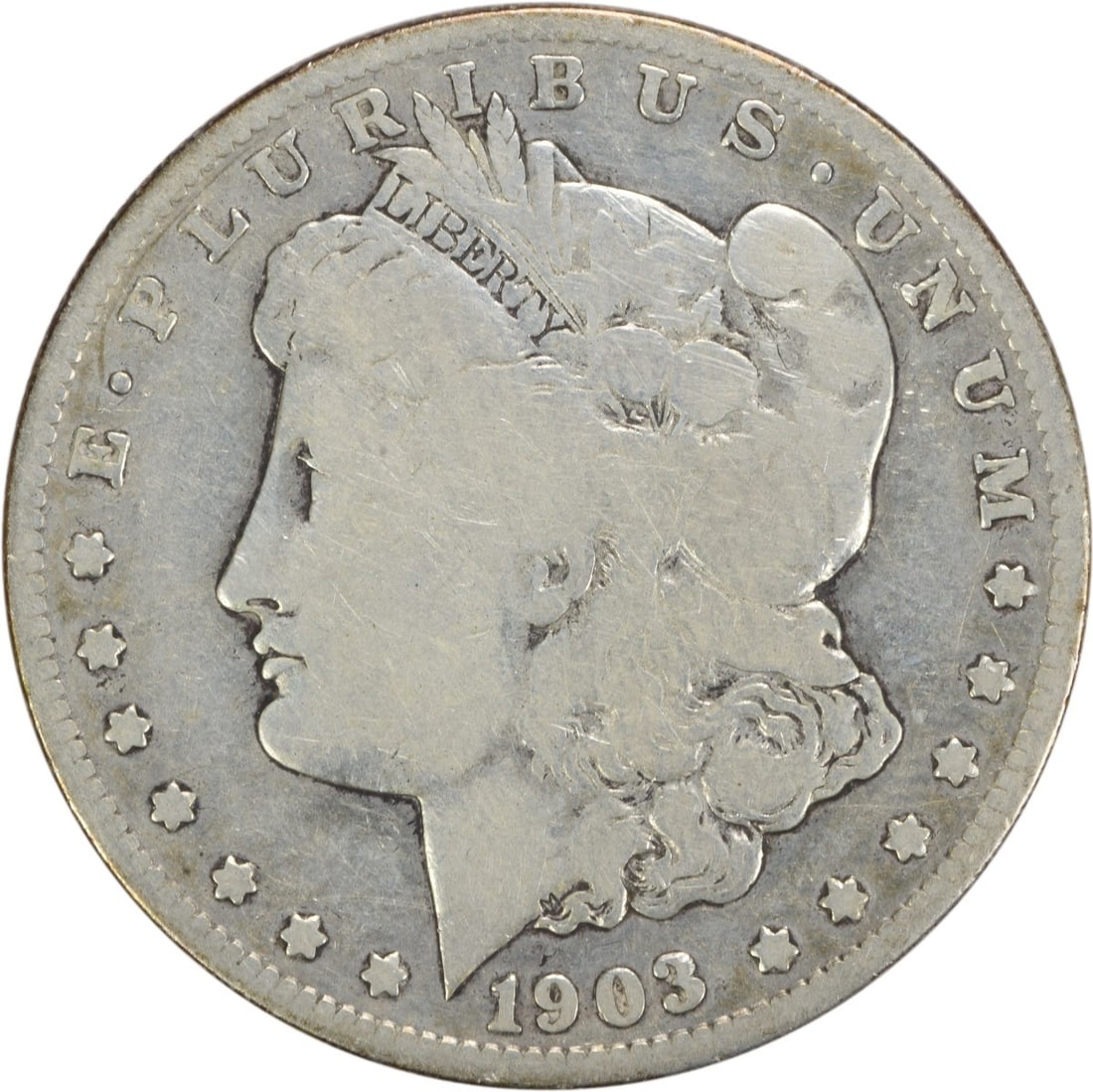 Morgan Silver Dollar VG Uncertified 1903-S: Morgan Silver Dollar VG Uncertified 1903-S The 1903-S Morgan Silver Dollar is a circulated coin featuring the iconic design of George T. Morgan, with its reeded edge and distinctive mint mark. Made fr