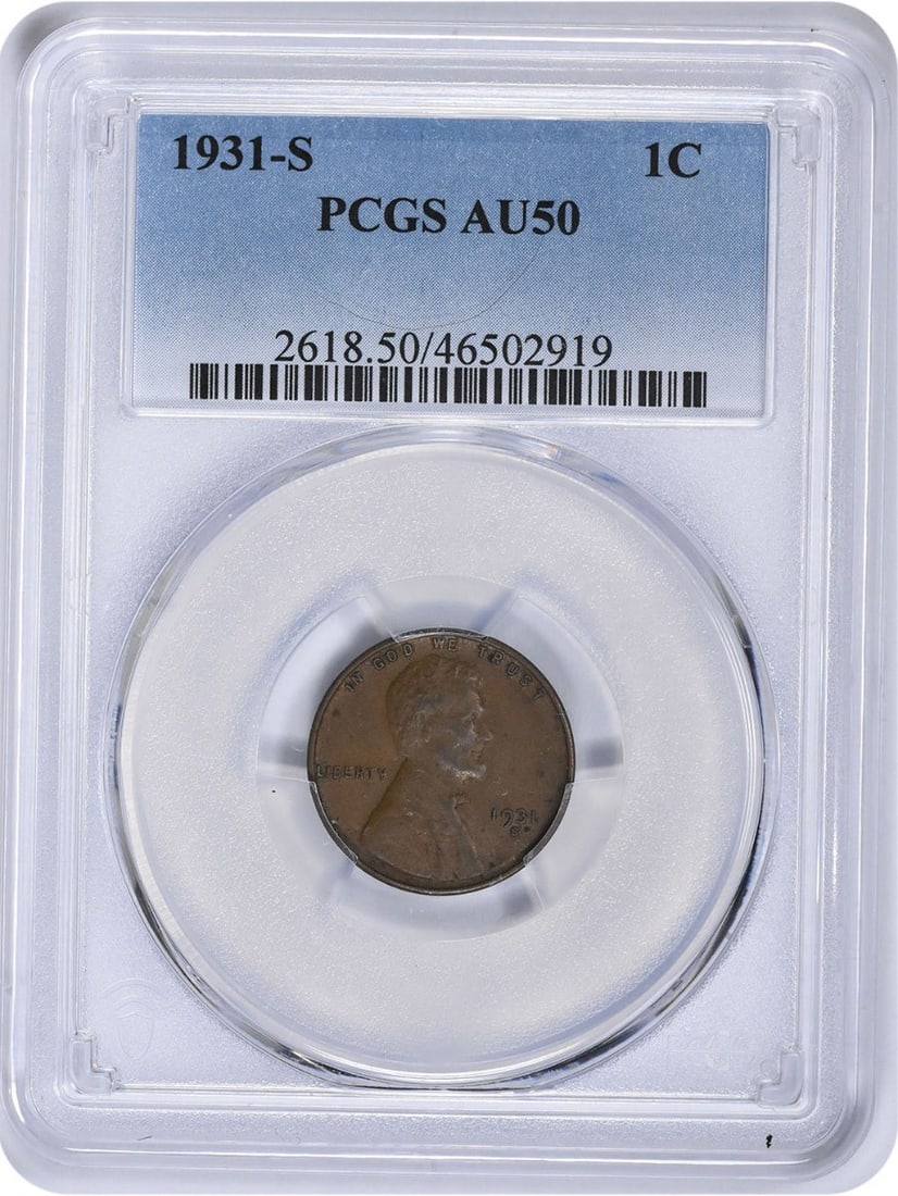 1931-S Lincoln Cent AU50 PCGS: 1931-S Lincoln Cent AU50 PCGS The 1931-S Lincoln Cent AU50 PCGS is a circulated example from the San Francisco Mint, bearing the signature of its creator. This coin features the iconic Lincoln Wheat d