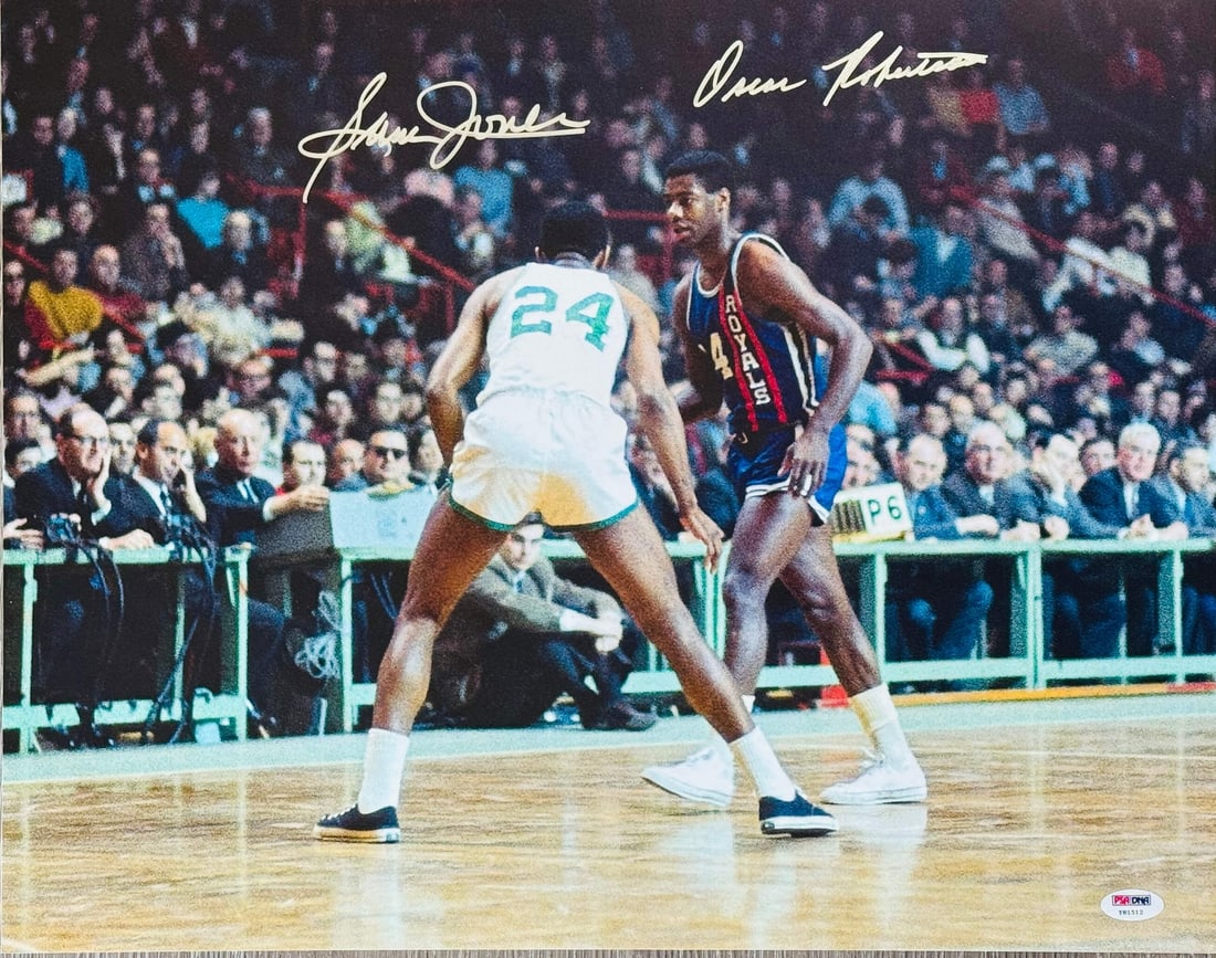 Autographed 16x20 basketball photo by Oscar Robertson and Sam Jones (PSA) (1 of 1)
