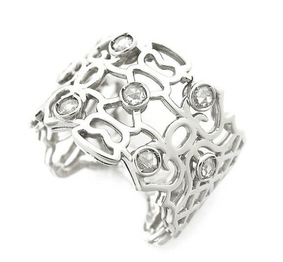 Repossi Rose Cut Diamond 7P 18k White Gold Openwork Wide Band Ring US6.75 EU54: Repossi Rose Cut Diamond 7P 18k White Gold Openwork Wide Band Ring US6.75 EU54 Item Specifics: Antique: No Shape: Round Occasion: Anniversary Birthday Christening Christmas Engagement Graduation Mothe