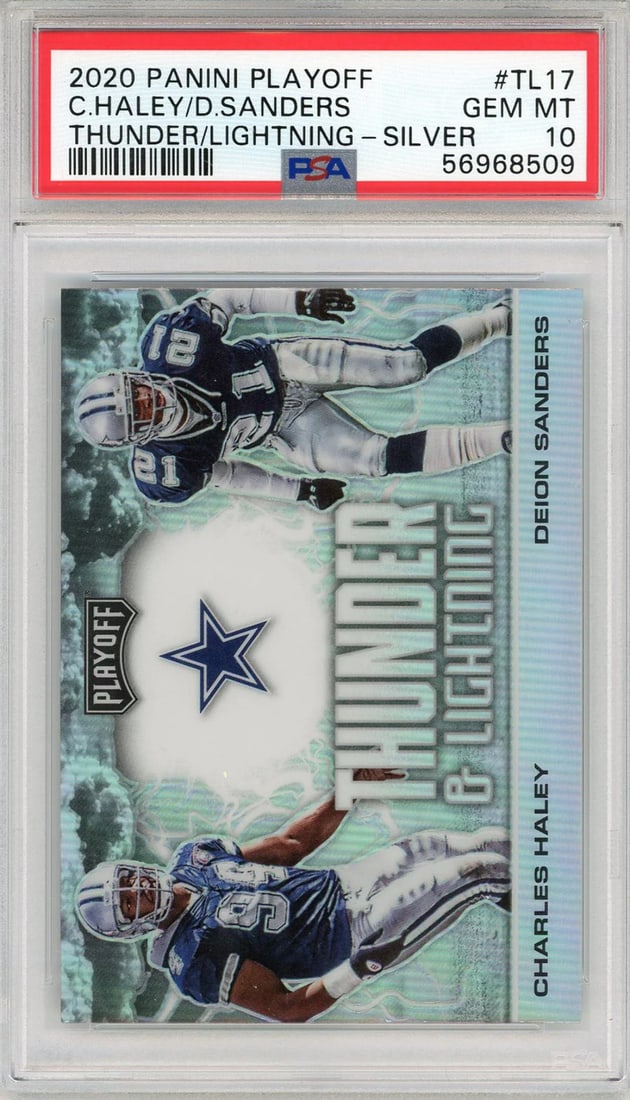 Deion Sanders & Charles Haley 2020 Panini Playoff Thunder & Lightning Silver Car (1 of 2)