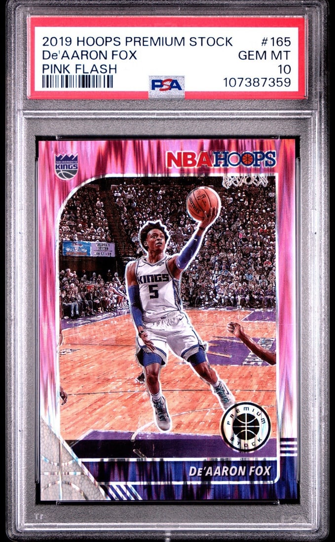 2019 PREMIUM STOCK DEAARON FOX #165 PINK FLASH 5/ 25 JERSEY MATCH PSA 10 POP 1 (1 of 3)
