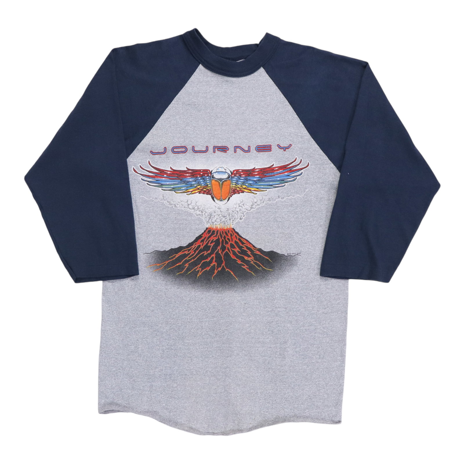 1981 Journey Rockin California Tour Jersey Shrit: 1981 Journey Rockin California Tour Jersey Shrit Grey 1981 Journey Rockin California Tour Jersey Shirt. This vintage tour tee features front and back graphics, with a medium size and 50/50 poly/cotton