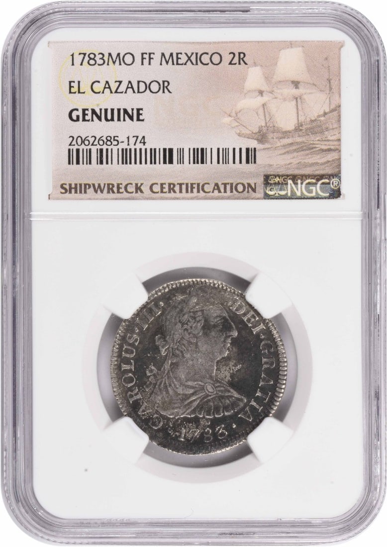 1783 Mo FF Mexico 2 Reales El Cazador Genuine NGC: 1783 Mo FF Mexico 2 Reales El Cazador Genuine NGC 1783 Mo FF Mexico 2 Reales El Cazador features a genuine NGC certification, providing assurance of its legitimacy. This circulated silver coin from 17