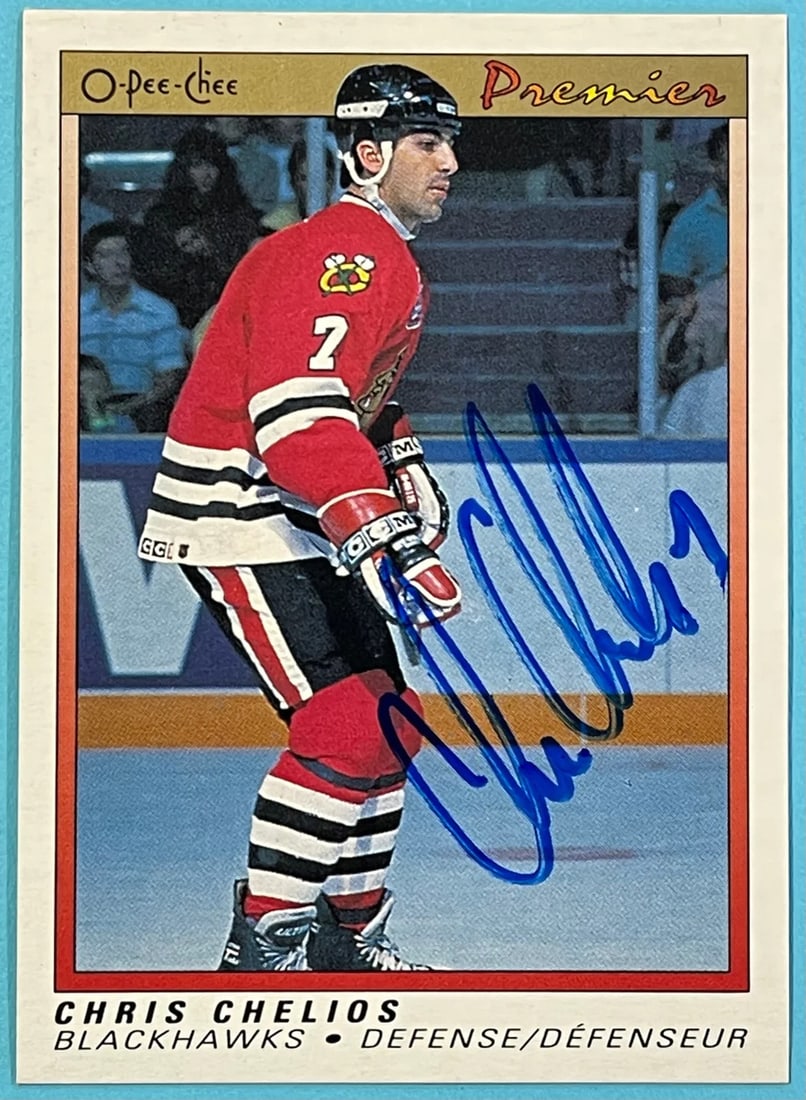 Chris Chelios Autographed 1990-91 O-Pee-Chee Card (1 of 2)