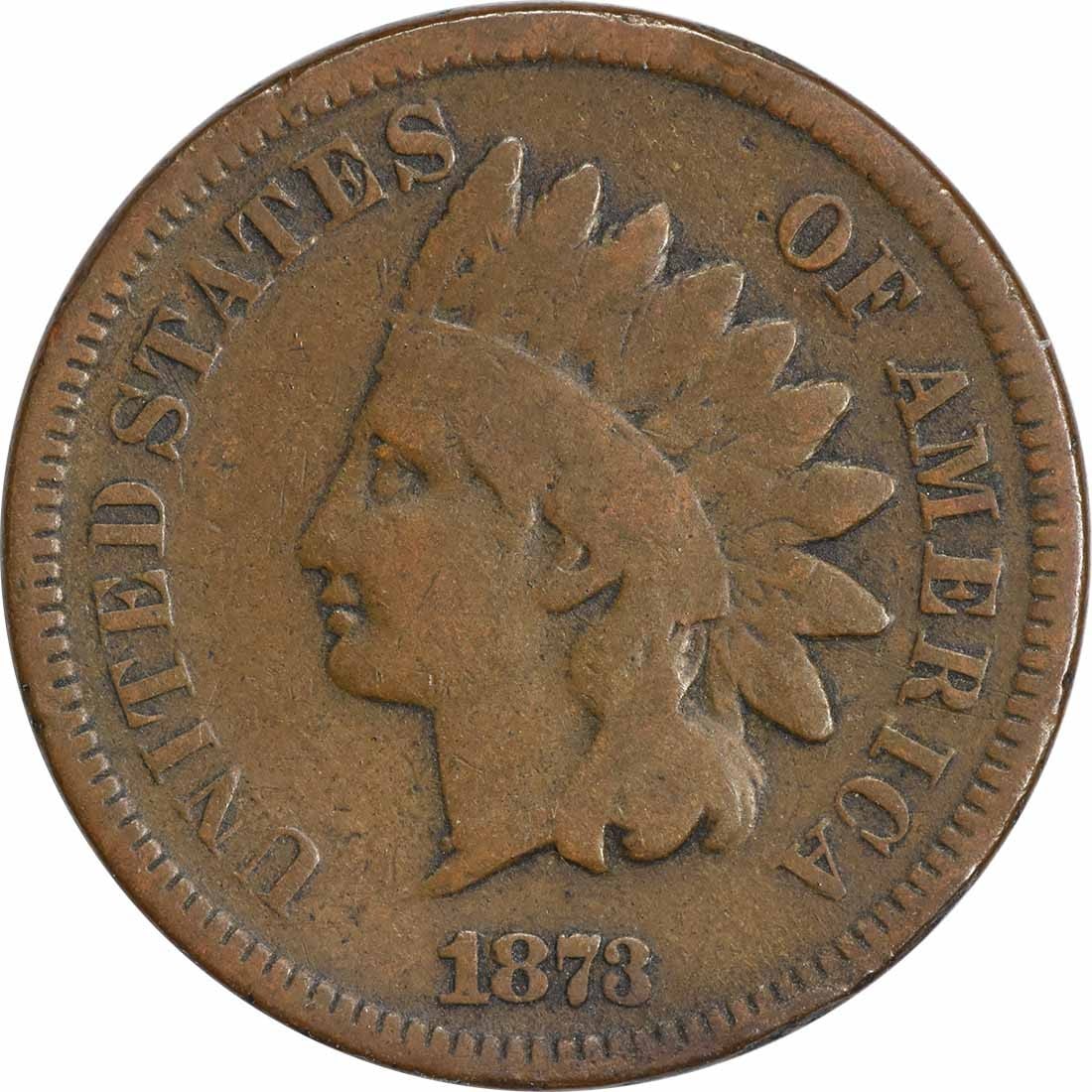 1873 Indian Cent Closed 3 DDO FS-101 VG Uncertified: 1873 Indian Cent Closed 3 DDO FS-101 VG Uncertified The 1873 Indian Cent Closed 3 DDO FS-101 VG Uncertified coin features a distinctive design by James Barton Longacre, with its plain edge and copper-