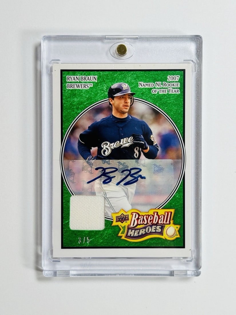 RYAN BRAUN #97 AUTO/ PATCH 2008 UPPER DECK BASEBALL HEROES (1 of 2)
