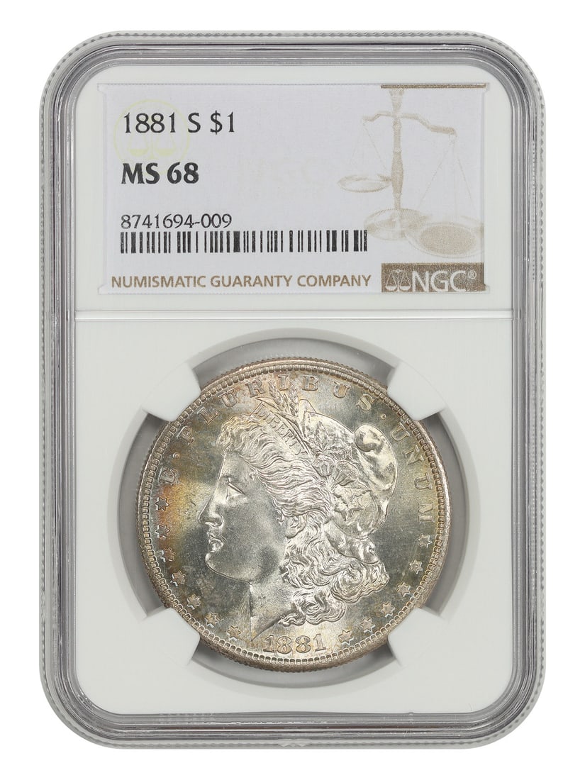 1881-S $1 NGC MS68 - Morgan Dollar - Popular Collector Date: 1881-S $1 NGC MS68 - Morgan Dollar - Popular Collector Date The 1881-S $1 Morgan Dollar is a highly sought-after collector's item, featuring the San Francisco mint mark and certified by the Numismatic