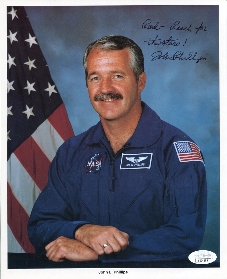 John L. Phillips Autographed NASA 8x10 Photo (JSA): John L. Phillips Autographed NASA 8x10 Photo (JSA) Item Specifics: Brand: James Spence Authentication (JSA) John L Phillips Autographed NASA 8x10 Photo Signed in black sharpie across the front of the 