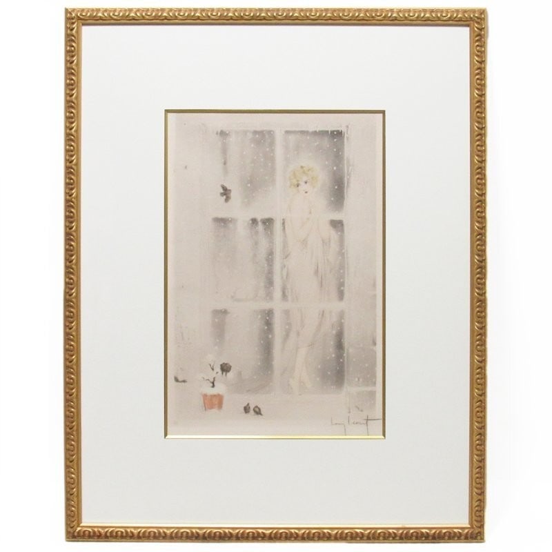 Signed Etching Louis Icart Raisonne 1924 Chilly One Framed (1 of 7)