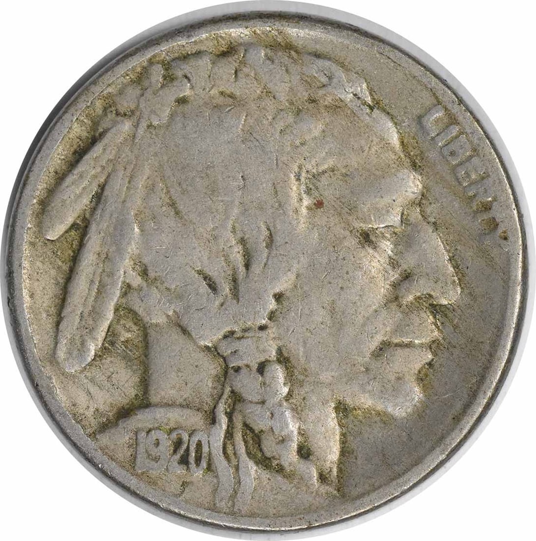 1920-S Buffalo Nickel VF Uncertified: 1920-S Buffalo Nickel VF Uncertified 1920-S Buffalo Nickel in Fine Uncirculated Condition, bearing the distinctive markings of its circulated past. This nickel coin showcases the iconic design of the 