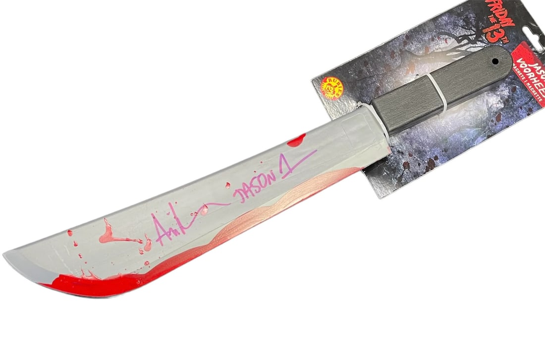 Ari Lehman "Jason 1" Autographed Friday the 13th Machete Toy (JSA): Ari Lehman "Jason 1" Autographed Friday the 13th Machete Toy (JSA) Ari Lehman's iconic Jason Voorhees from the original Friday the 13th film is immortalized in a detailed machete toy, now bearing his 