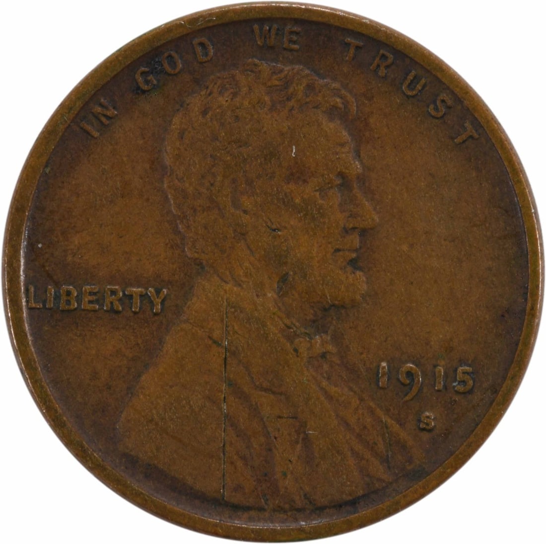 1915-S Lincoln Cent Choice EF Uncertified: 1915-S Lincoln Cent Choice EF Uncertified 1915-S Lincoln Cent Choice EF Uncertified - A circulated example of the iconic Lincoln Wheat cent, featuring the San Francisco mint mark and a high grade of E