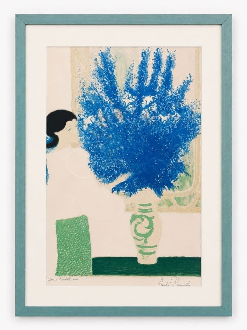 Andre Brasilier Blue Bouquet Lithograph Signed EA 11/ 50 Framed Collectible Art (1 of 10)