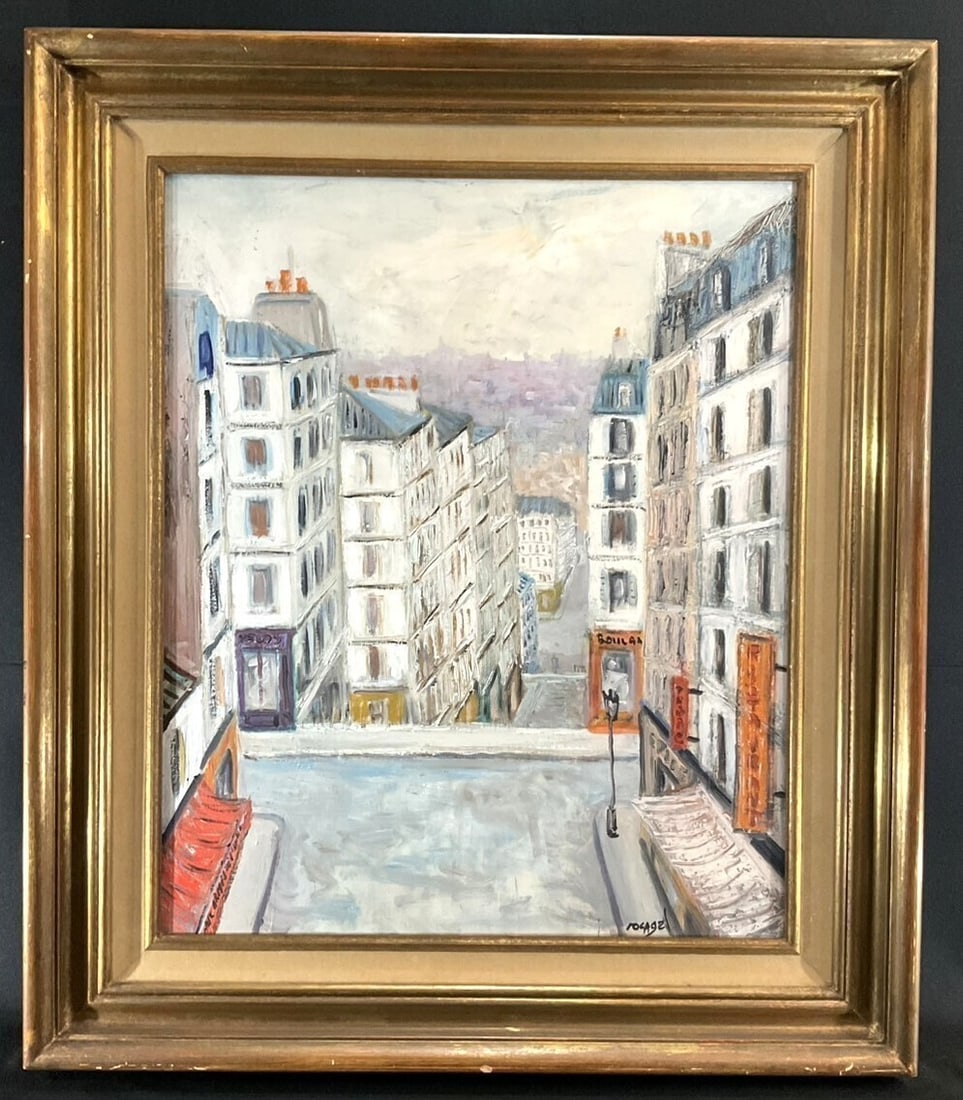 Guy Rocagel Original Oil Painting Rue Chappe Paris Montmartre Street Scene F15 (1 of 10)