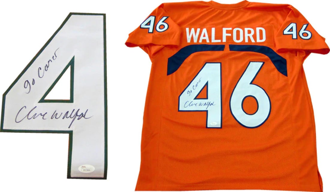 Clive Walford Go Canes Autographed University of Miami Hurricanes Jersey (JSA): Clive Walford Go Canes Autographed University of Miami Hurricanes Jersey (JSA) Signed by Clive Walford, the legendary University of Miami Hurricanes tight end and NFL veteran, this authentic jersey be