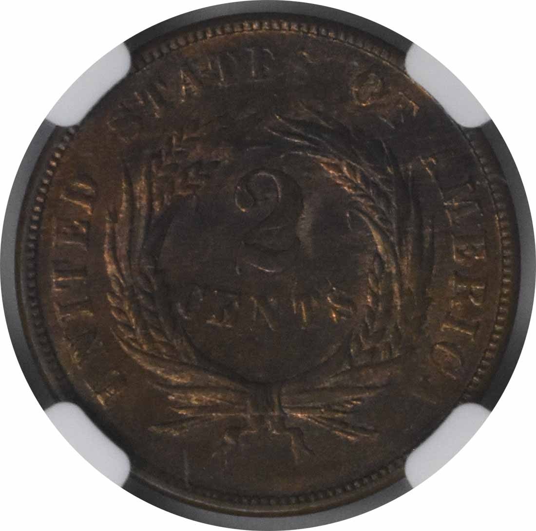 Two Cent Piece MS64RB NGC - 3
