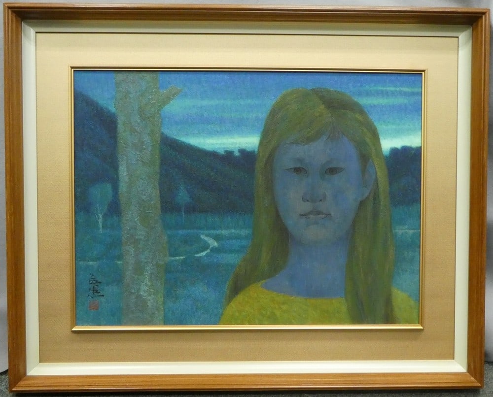 Nihonga Painting Japanese Art Framed Eichu Dawn Iinuma Size P10 (1 of 5)