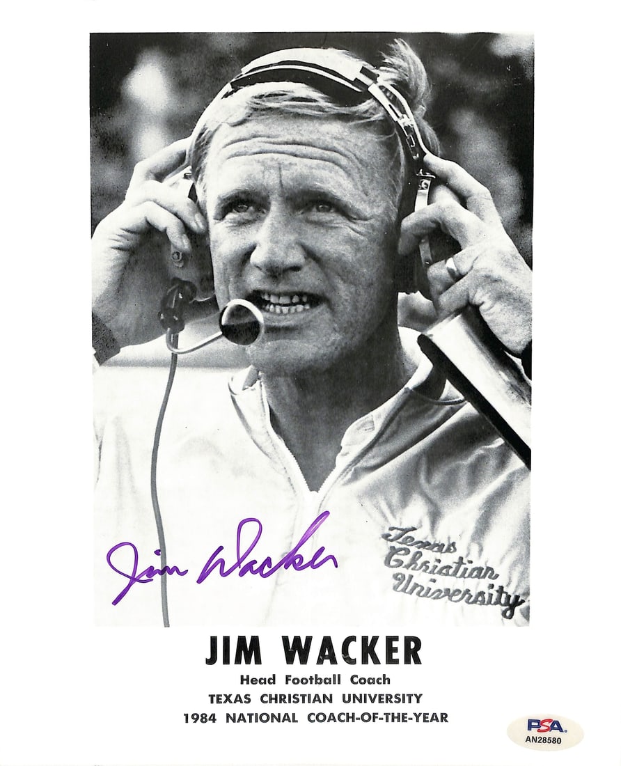 Wacker Signed 8x10 Photo with Bio Info Texas Christian Univ PSA DNA 185272 (1 of 3)